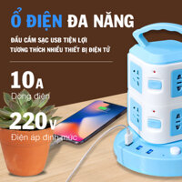 Phích cắm điện đa năng thông minh, tiện lợi tích hợp cổng USB chịu tải công tắc chuyển đổi linh hoạt công suất 2500W