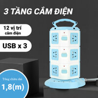Phích cắm điện đa năng thông minh, nhiều tầng tiện lợi tích hợp cổng USB công tắc chuyển đổi linh hoạt công suất 2500W