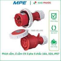 Phích cắm đực ổ cắm cái 3 pha 5 chấu 16A 32A IP67 công nghiệp MPE MPN-0152 MPN-0252 MPN-2152 MPN-2252 MPE - Khải Phước