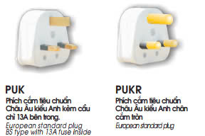 Phích cắm Lioa kiểu Anh chân cắm tròn PUKR