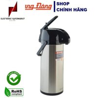 Phích đựng nước nóng/ Bình thủy 2,5 lít [2545 ST1.E-2.5L] Rạng Đông Inox cao cấp, cần bơm rót nước, đế xoay 360 độ