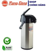 Phích đựng nước nóng/ Bình thủy 2,5 lít [2545 ST1.E-2.5L] Rạng Đông Inox cao cấp, cần bơm rót nước, đế xoay 360 độ