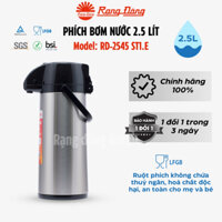 Phích đựng nước Rạng Đông 2,5 lít 2545 ST1.E inox cần bơm đế xoay 360 độ
