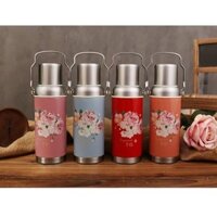 Phích nước mini/ bình giữ nhiệt phong cách hoa lá cổ điển xưa 800ml