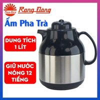 Phích nước pha trà Rạng Đông 1L Inox RD 1055 ST1.E ruột thủy tinh, giữ nước nóng 12h - Chính hãng