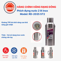 Phích nước Rạng Đông 2 lít 2035 ST2. Bình thủy giữ nhiệt inox cao cấp đựng nước nóng pha trà, cà phê
