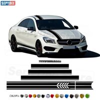 Phiên Bản 1 Sọc Miếng Dán Cửa Bên Thân Đồ Họa Sợi Carbon Vinyl Decal Cho Xe Mercedes Benz C117 X117 W117 CLA Class AMG CLA45