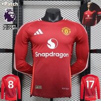 Phiên bản 24-25 cầu thủ | Câu Lạc Bộ Bóng Đá Manchester United | nhà (Tay áo dài) | áo bóng đá tùy chỉnh #8 B. fernandes #10 rashford #14 eriksen #17 garnacho
