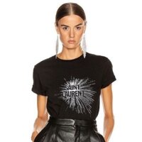 Phiên bản cao cấp YSL2024 Áo thun ngắn tay in mực Poplar thời trang dành cho cặp đôi nam và nữ