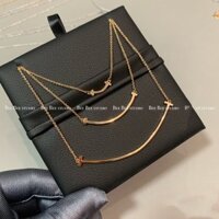 Phiên bản Counter s Sterling Silver Tiff Smile Vòng cổ All-Match Glossy Full Diamond Mặt cười Chuỗi xương đòn