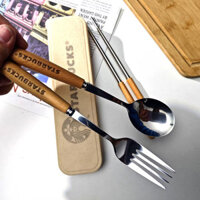 Phiên Bản Đài Loan Gỗ Chắc Chắn Ins Gió Nĩa Thìa Hộp Đũa Bộ Bốn Mảnh Siêu Dày Đơn Du Lịch Sinh Viên Văn Phòng Nhân Viên Bộ Tiện Lợi