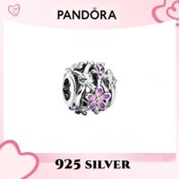 Phiên bản gốc 100% chính hãng PANDORA, vòng tay trang sức bạc S925, mặt dây chuyền, charm hoa cúc tím