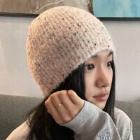 Phiên Bản Hàn Quốc 2024 Phong Cách Mới Thu Đông Màu Nhật Bản Chấm Len Mũ Dệt Kim Nữ Ngọt Ngào Giảm Tuổi Bò Mũ Chui Đầu
