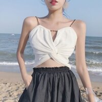 Phiên Bản Hàn Quốc Áo Vest Mới Mùa Hè Dây Xích Nữ Cá Tính Mỏng Dệt Kim Áo Crop Top