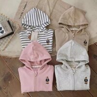 Phiên Bản Hàn Quốc Có Mũ Trùm Đầu Áo Khoác Không Thể Tháo Rời Gấu Thêu Dài Tay Phù Hợp Với Áo Cardigan Mùa Xuân Mùa Thu Phong Cách Nam Nữ Bé BKYD