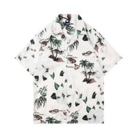Phiên bản Hàn Quốc của cây dừa hoa thời trang dáng rộng mùa hè Hawaii đi biển giản dị áo sơ mi nam ngắn tay