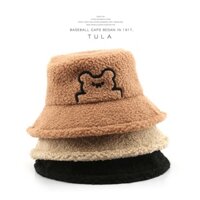 Phiên Bản Hàn Quốc Của Người Cá Nhật Bản Thu Đông Gấu Cashmere Thêu Nón Ngoài Trời Chống Lạnh Mũ Ấm Áp