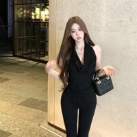 Phiên bản Hàn Quốc của thời trang gợi cảm với cổ xích đu treo cổ áo vest không tay mỏng