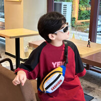 Phiên bản Hàn Quốc của túi trẻ em thủy triều mát mẻ phổ biến trẻ em in chữ túi đeo chéo bé trai túi ngực mini