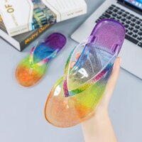 Phiên Bản Hàn Quốc Flip-Flops Mùa Hè Cổ Tích Mặc Ngoài Thời Trang Phù Hợp Với Influencer Pha Lê Dép Trong Suốt Fe