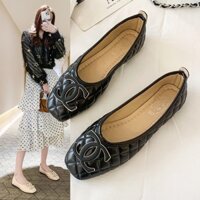 Phiên bản Hàn Quốc mới của Đế mềm, Giày đế bệt mũi vuông đa năng Phong cách cổ tích Đế bệt miệng nông