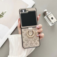 Phiên Bản Hàn Quốc Ngồi Gấu Kim Cương Khóa Nhẫn Samsung Z Flip 6 5 4 3 Ốp Điện Thoại Thời Trang Màn Hình Gấp OPPO Find N3 Flip / N2 Flip Leather Bảo Vệ