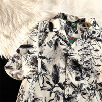 Phiên Bản Hàn Quốc Retro Cặp Đôi Mùa Hè Áo Sơ Mi Tay Ngắn Dáng Rộng Đa Năng Áo Cardigan Nữ Top