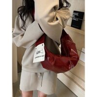 Phiên Bản Hàn Quốc Retro Da Mềm Xếp Ly Túi Đựng Bánh Bao Nữ Thu Đông 2024 Phong Cách Mới Dung Tích Lớn Croissant Băng Thông Rộng Đi Làm Túi Đeo Vai