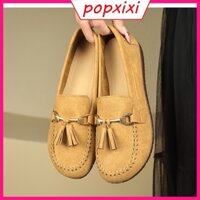 ❤Phiên Bản Hàn Quốc Tất Cả Trận Đấu Giày Tua Rua Đế Mềm Nữ Một Chân Đế Đế Bằng Cho Nữ Thời Trang Thoải Mái Ngón Tròn Giày Mẹ