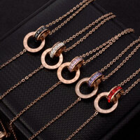 Phiên Bản Hàn Quốc Thời Trang Thép Titan Màu Vàng Thép Titan Đôi Nhẫn Zircon Nhiều Màu Vòng Tay Nữ Hoa Hồng Mạ Vàng 18K Trang Sức Không Phai Màu