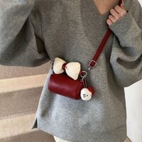 Phiên Bản Hàn Quốc Túi Trẻ Em Bé Gái Nơ Đỏ Năm Mới Xô Túi Mèo Dễ Thương Cô Gái Công Chúa Túi Đeo Ngang