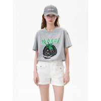Phiên bản Mardi Áo thun ngắn tay cổ tròn in hình trái cây, Áo thun Cotton nguyên chất giảm béo đa năng mới sang trọng