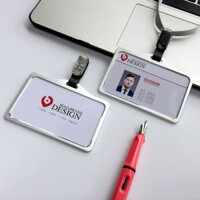 Phiên Bản Ngang Giấy Phép Làm Việc Thẻ Thẻ Thẻ Làm Việc Hợp Kim Nhôm Thẻ Làm Việc Huy Hiệu Chủ ID Nhân Viên Thẻ Tùy Chỉnh Túi