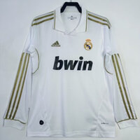 Phiên bản Retro 2011/12 Real Madrid nhà dài tay áo bóng đá S-2XL, có thể thêm tên và số của bạn