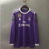 Phiên bản Retro 2016 / 17 Áo đấu sân khách Real Madrid dài tay Áo bóng đá S-2XL, có thể thêm tên và số của bạn