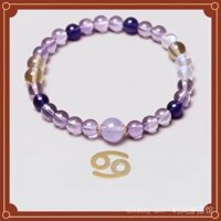 『Phiên bản thiết kế』Mười hai cung hoàng đạo ~ Vòng tay cung hoàng đạo Cự Giải, đá quý Amethyst, màu xanh lam, ánh trăng, màu vàng, đá pha lê, vòng tay hoa oải hương
