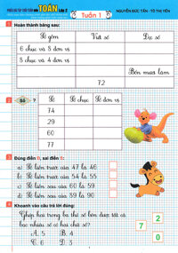 PHIẾU BÀI TẬP CUỐI TUẦN MÔN TOÁN LỚP 2 THEO CHƯƠNG TRÌNH GIÁO DỤC PHỔ THÔNG MỚI ĐỊNH HƯỚNG PHÁT TRIỂN NĂNG LỰC