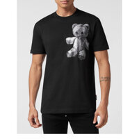 Philipp PLEIN / PP Áo thun nam dáng rộng hình gấu bông cổ tròn 2.26