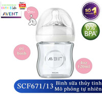 Philips Avent bình sữa thủy tinh mô phỏng tự nhiên 120ml cho bé từ 0 tháng SCF671/13