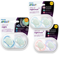 Philips Avent núm ty ngậm ban đêm, vỉ đôi SCF376/10 SCF376/21 1 cặp 2 ty ngậm