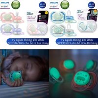 Philips Avent núm ty ngậm phát sáng ban đêm (Ultra Air Night) 0-6 tháng SCF376/10 và 6-18 tháng SCF376/21