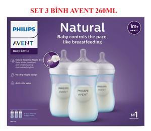 Bộ 3 bình sữa mô phỏng tự nhiên Philips Avent 260ml - màu 693, 694, 695