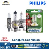 PHILIPS LongLife Eco Vision H1 H4 H7 H11 12V 60/55 W 3100K High beam Front fog light Low beam  Car Headlight Halogen Bulb 1350LM (1 bóng đèn)