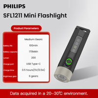 Philips SFL1211 EDC Đèn Pin LED Sạc Mini EDC Móc Khóa Đèn Pin Cắm Trại Đèn Đi Bộ Đường Dài Tự Vệ