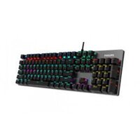 PHILIPS SPK8404 Bàn phím cơ blue switch  chuyên game led Rainbow - hơn 20 kiểu led khác nhau (Đen)