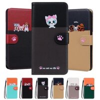 Phim Hoạt Hình Anime Lật Da Ốp Lưng Điện Thoại iphone 15 14 13 12 11 Pro Max Plus 7 8 X XS XR Thú Cưng Mèo Chó In Thẻ Sách