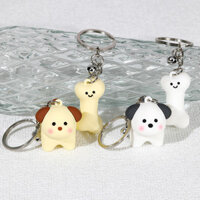 Phim hoạt hình dễ thương Đường nét chó con xương cặp đôi Móc Khóa Mặt dây chuyền từ tính dạ quang người lửa nhỏ Móc Chìa Khóa Vòng Quà Tặng