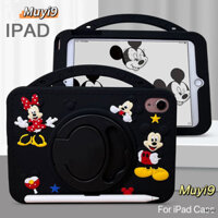 Phim hoạt hình dễ thương Mickey Minnie 360° Xoay Giá Đỡ Cho IPad Pro11 M2 Bao Mini4 / 5 Mini6 Ốp Lưng Ipad9.7 2024Pro11 / Air6 11Inch Mềm Air4 / 5 10.9 Vỏ Silicon Ipad9th Vỏ Chống Rơi
