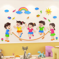 Phim hoạt hình động vật và trẻ em mica sơn làm đẹp lớp học tường sắp xếp sân chơi