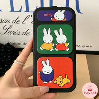 Phim hoạt hình Gấu Miffy Rabbit Flap Giá đỡ gấp Vỏ điện thoại di động Tương thích cho iPhone 16 15 14 13 12 Pro Max 11 16Pro Bảo hiểm toàn diện Vỏ ốp lưng chống trầy xước